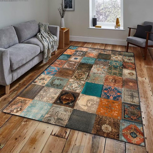 Karpetti Geometrischer Teppich in Multicolour, moderner rechteckiger Flächenteppich aus Polyester, rutschfest und waschbar, B/T: 120 x 180 cm - Bild 1