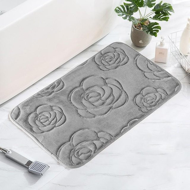 NATAWA Fußmatte Rose grau, rutschfest und wasserabsorbierend, B/T: 60 x 40 cm - Bild 1
