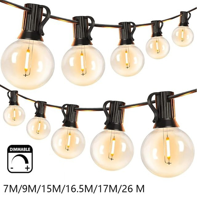 Topdii G40 LED Globe Lichterkette, dimmbar, warmweiß, transparent, für Garten, Terrasse und Outdoor-Dekoration - Bild 1