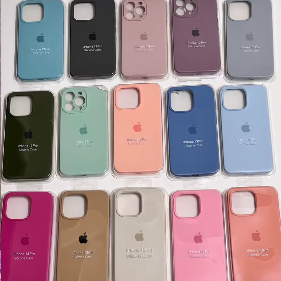 Weiche Flüssigsilikon-Handyhülle mit Logo für Apple iPhone 17 16 15 14 13 12 Pro Max in Pink - Bild 1