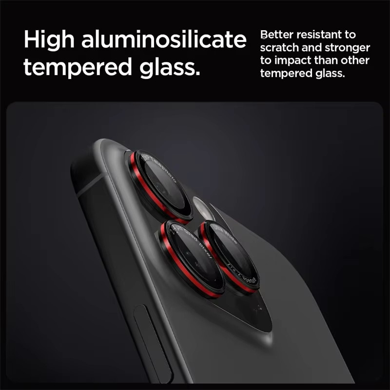 Kameraobjektivschutz aus gehärtetem Glas und Metall für iPhone 17 16 15 14 13 12 11 Pro Max Plus Mini in Schwarz - Bild 3