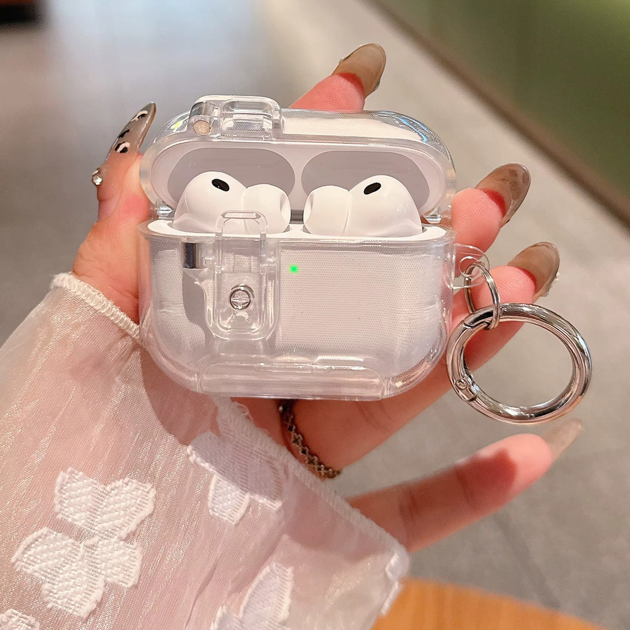 Stoßfeste TPU-Schutzhülle für AirPods Pro 3. Generation mit Trageband und Reinigungsset, transparent/blau - Bild 3