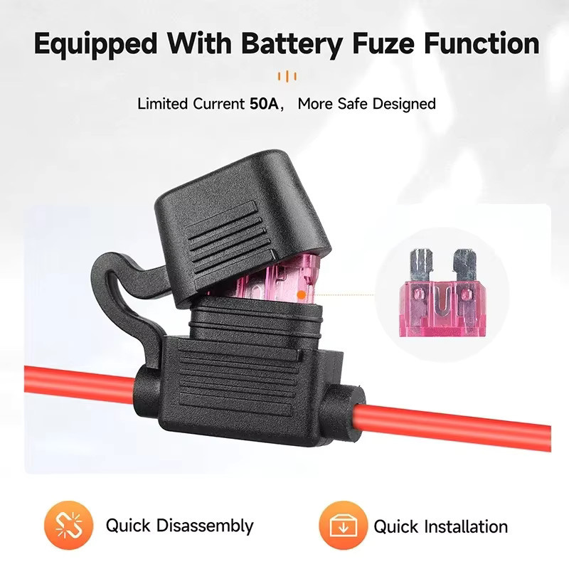 DIVEDEER XT60 auf 5Pin Batteriekasten Entladungsstecker Adapter für E-Bike Power Batterie Basis Ersatzteil in Schwarz mit 10AWG und 50A Sicherungshalter - Bild 3