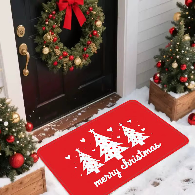 VIKAMA Weihnachts-Teppich mit Weihnachtsbaum-Motiv, rot, rutschfest und schmutzabweisend, B/T: 60 x 40 cm - Bild 2