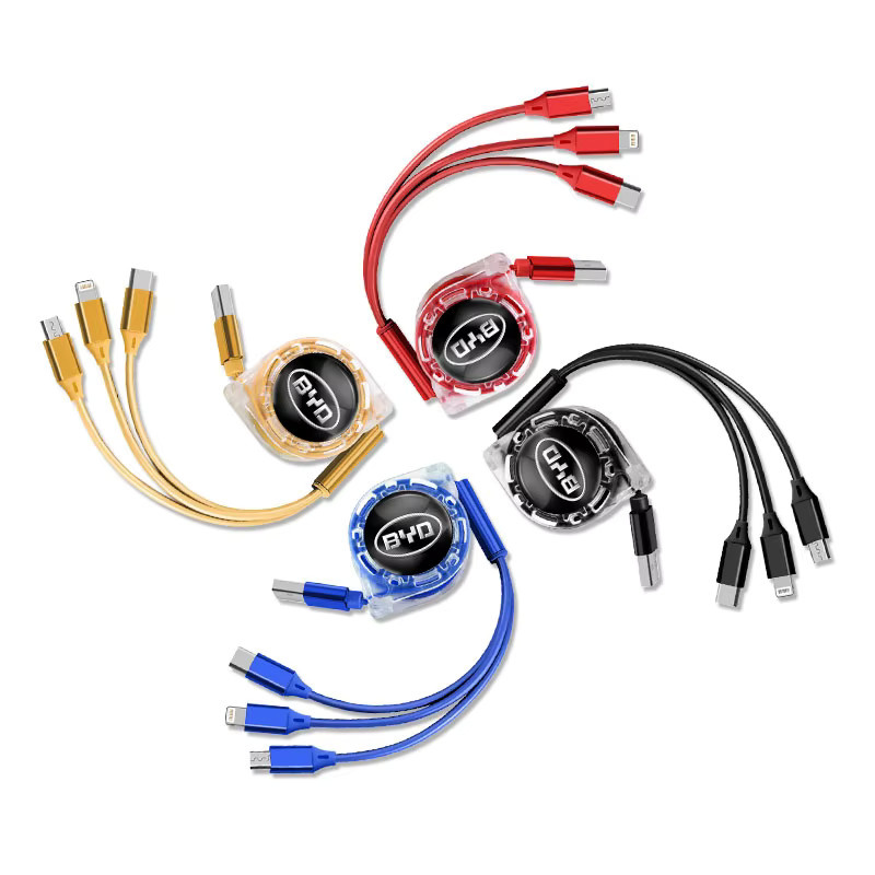 3-in-1 Multi-Ladekabel für BYD Elektrofahrzeuge mit Micro-USB und USB-C in Schwarz - Bild 2