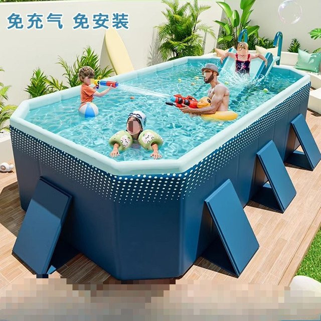 Tragbarer Outdoor-Swimmingpool in Blau, rechteckiges Modell ohne Installation für Hof und Balkon - Bild 1