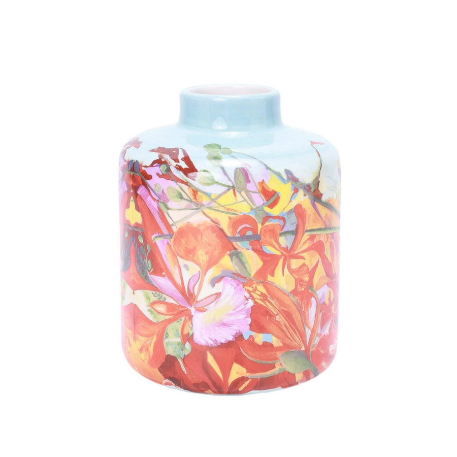 House of Nature Vase Francis Sling Tropical Bloom in Multicolor aus Keramik mit Blumenprint, Höhe: 18 cm - Bild 1