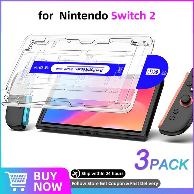 TECTINTER Displayschutzfolie aus gehärtetem Glas für Nintendo Switch, transparent, kratzfester Schutzfilm für deine Spielkonsole - Bild 1