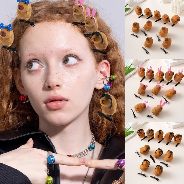 FORWOT Haar Clips, Capybara, Plüsch, 10er-Set - Bild 1
