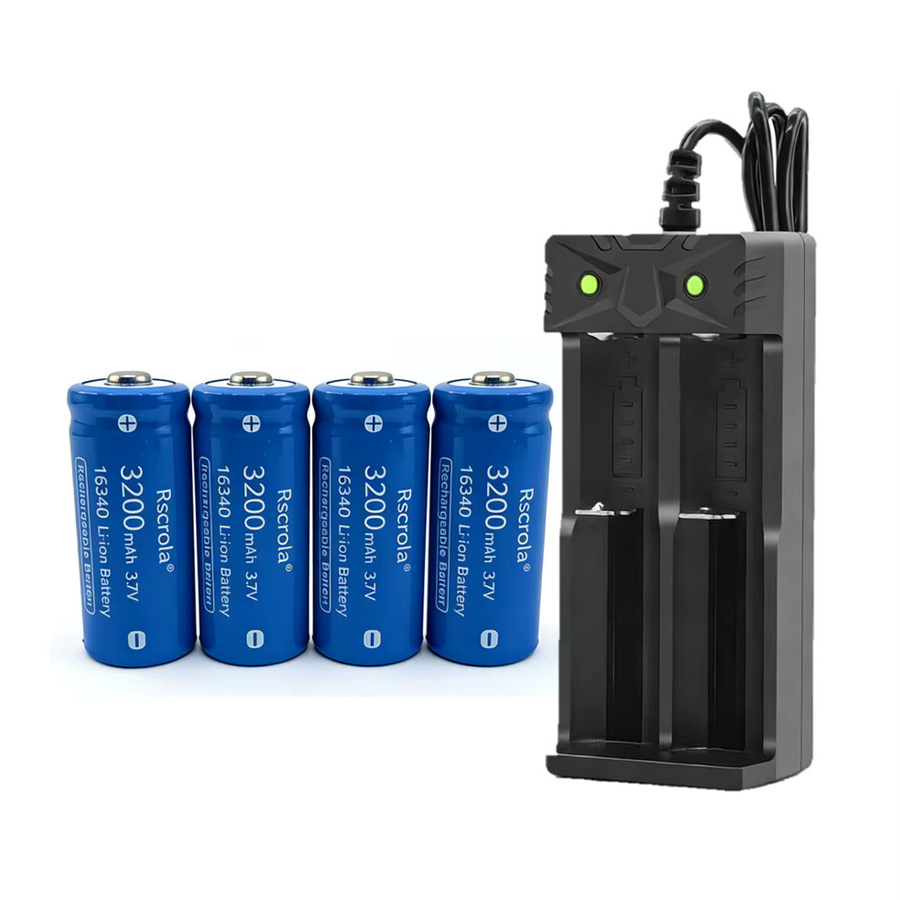 Rscrola Li-Ion Akku Set 16340 CR123A mit Ladegerät 3,2 V 3200 mAh Blau für Arlo Kameras und Taschenlampen - Bild 6