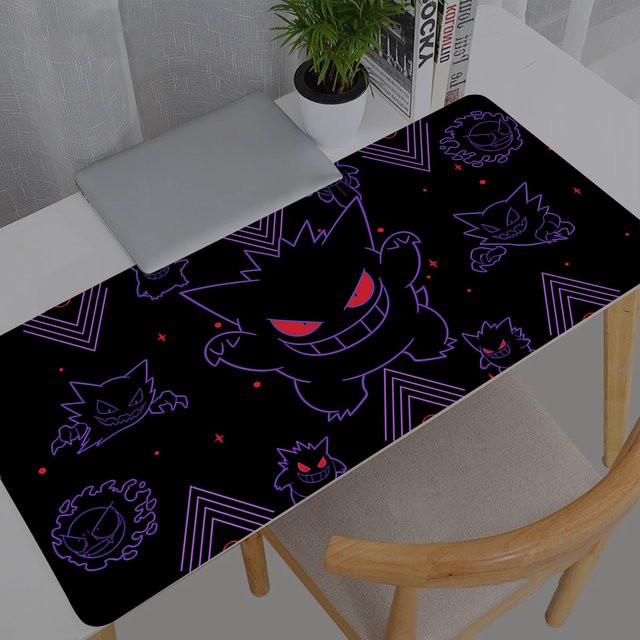 Großes Gaming-Mauspad Potdemiel mit Anime-Pokemon-Motiv Pikachu und Gengar in Multicolour für PC und Laptop - Bild 1