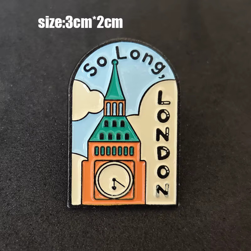 Emaille-Broschen, London Castle Clock, Bunt, Unisex - Bild 2