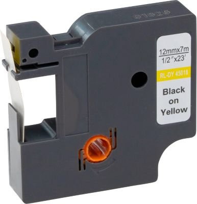 G&G Beschriftungsband kompatibel zu Dymo D1/45018, selbstklebend, Kunststoff, Gelb/Schwarz, Breite: 12 mm, Länge: 7 m - Bild 1