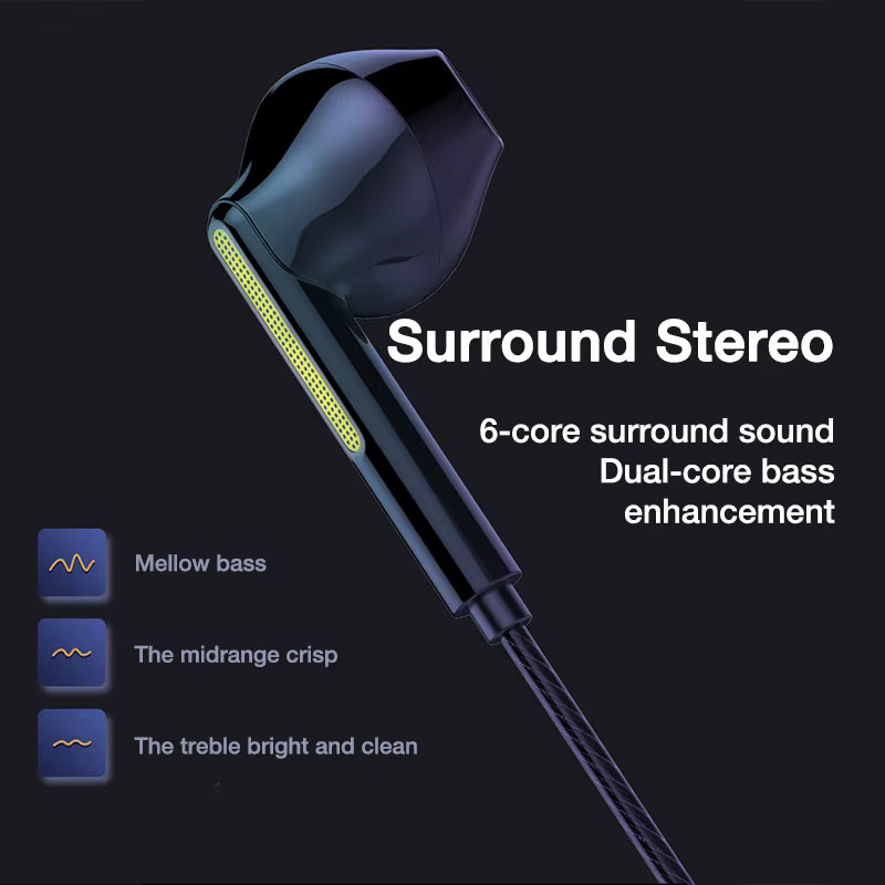 EARDECO In-Ear Kopfhörer mit Mikrofon, Stereo Gaming-Ohrhörer mit Bass, Schwarz, 3,5 mm Jack und USB-C Anschluss - Bild 1