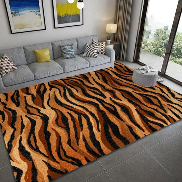 BC-Warm Home Flanell-Teppich mit Leoparden- und Zebramuster in Multicolour, rutschfest und waschbar, B/T: 60 x 40 cm - Bild 1