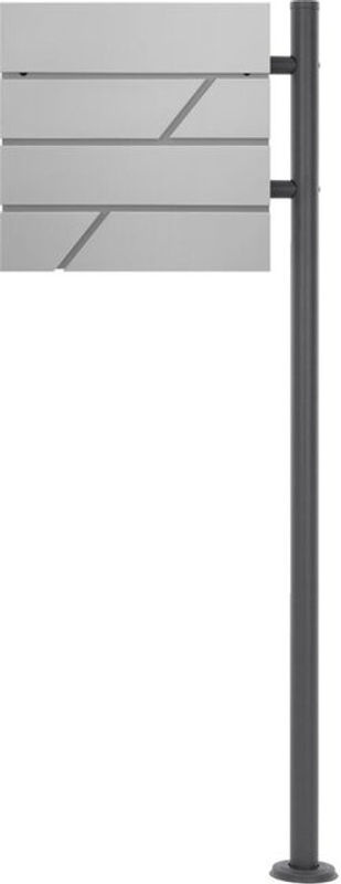 ECD Germany Standbriefkasten mit Zeitungsfach aus Edelstahl in Hellgrau mit Anthrazit Ständer, Höhe: 120 cm, B/T/H: 37 x 37 x 11 cm - Bild 2