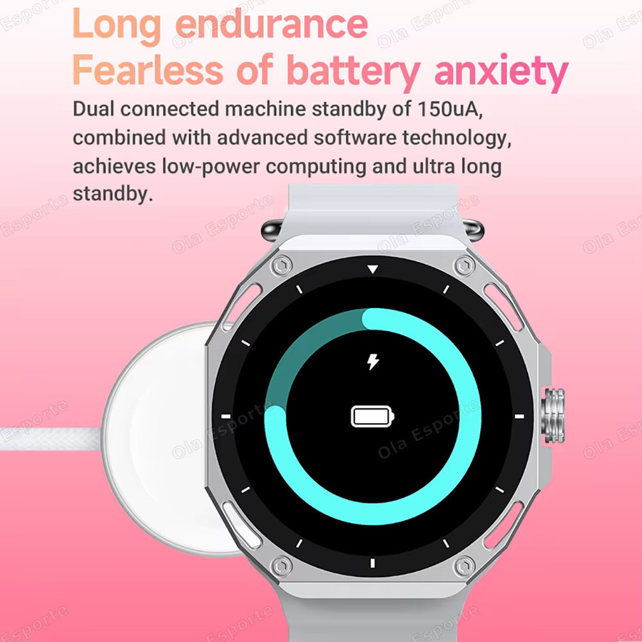 Ola Esporte Smartwatch mit 1,52 Zoll AMOLED-Bildschirm, 7 Armbändern, GPS, Herzfrequenzmessung und Telefonanruf-Funktion, Farbe: Silber, Unisex - Bild 5