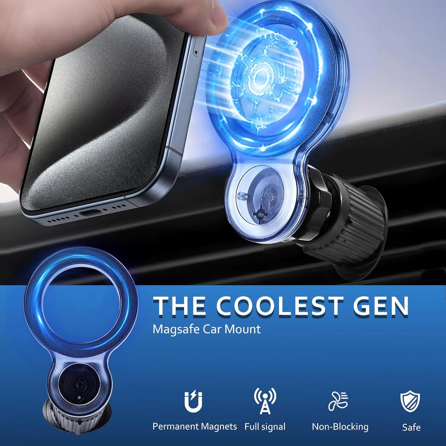 Magnetischer Handyhalter für die Lüftungsschlitze im Auto in Schwarz mit 360 Grad Drehung und universeller Kompatibilität für iPhone 12-17 Serie - Bild 5