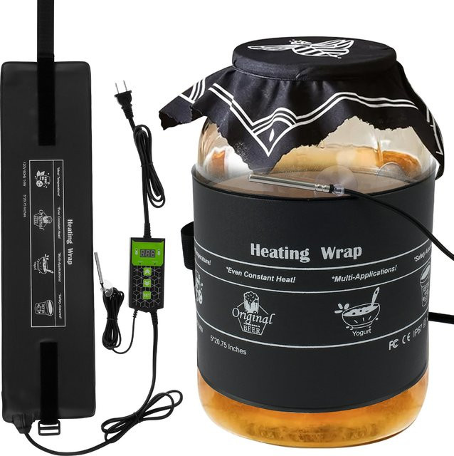 Willstar Fermentations-Heizkissen mit Glasgefäß in Schwarz, 110 V, 15 W, präzise Temperaturregelung für Teigfermentation - Bild 1