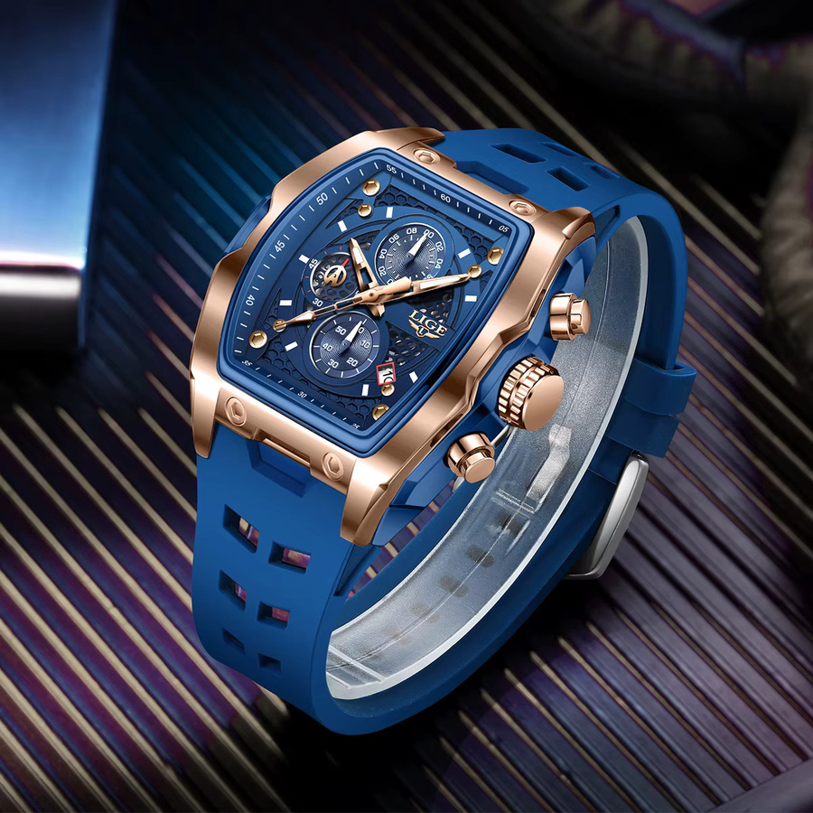 LIGE Armbanduhr, Chronograph, Quarz, Silikon, Blau, Herren - Bild 2