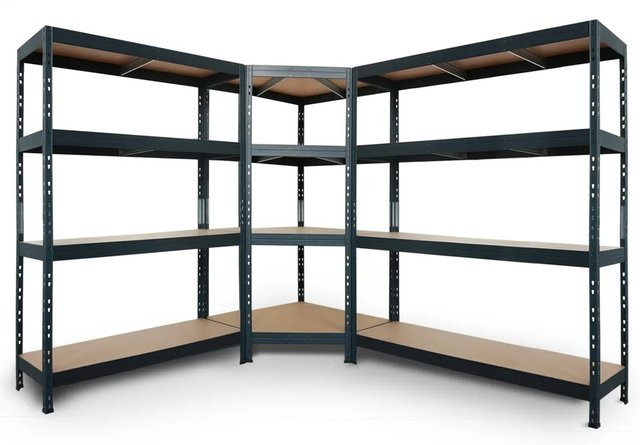 Ar Shelving Rivet Set Regal in Anthrazit mit 4 HDF-Böden, B: 180 cm, H: 240 cm, T: 45 cm - Bild 1