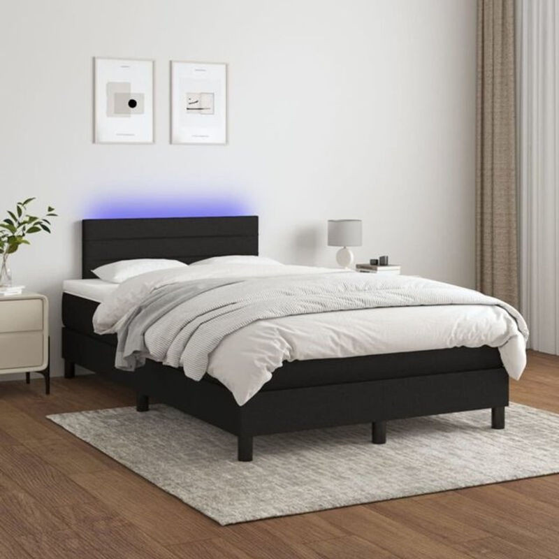 Vidaxl Boxspringbett mit Matratze und Leder in Schwarz, Stoff, B/T/H: 200 x 120 x 88 cm - Bild 1