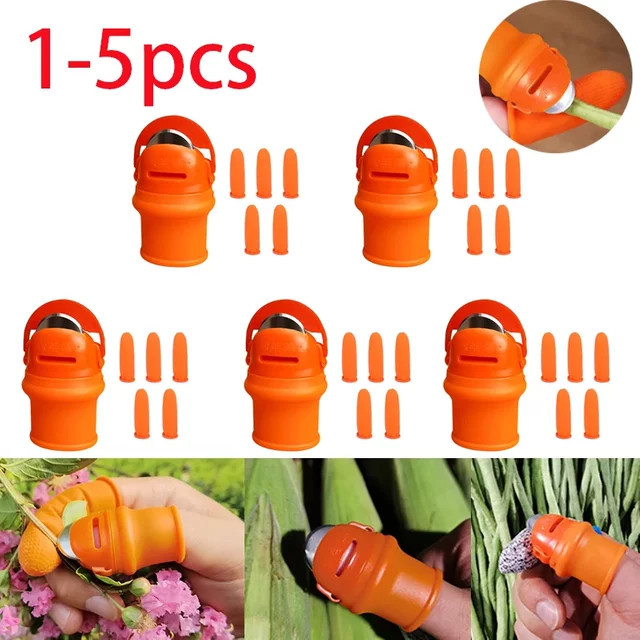 Silikon Daumenmesser zum Schutz der Finger für die Gemüseernte und Gartenarbeit in Orange - Bild 1