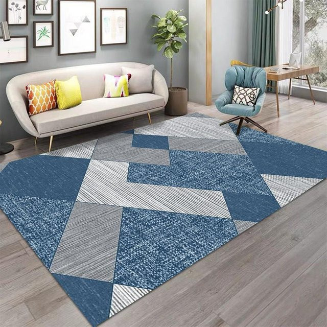 Karpetti Teppich Modern Abstrakt Cartoon Blau, Rutschfest und Waschbar, B: 80 cm, T: 50 cm - Bild 1