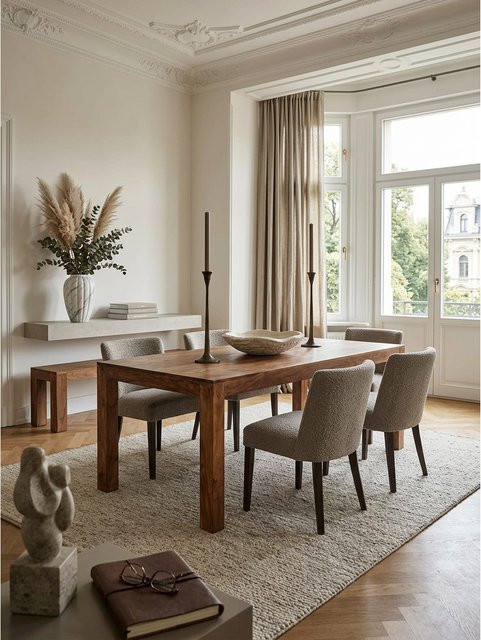 Esstisch aus Massivholz KADIMA DESIGN MUMBAI, Rechteckig, Braun, B/T/H: 200 x 100 x 76 cm - Bild 1