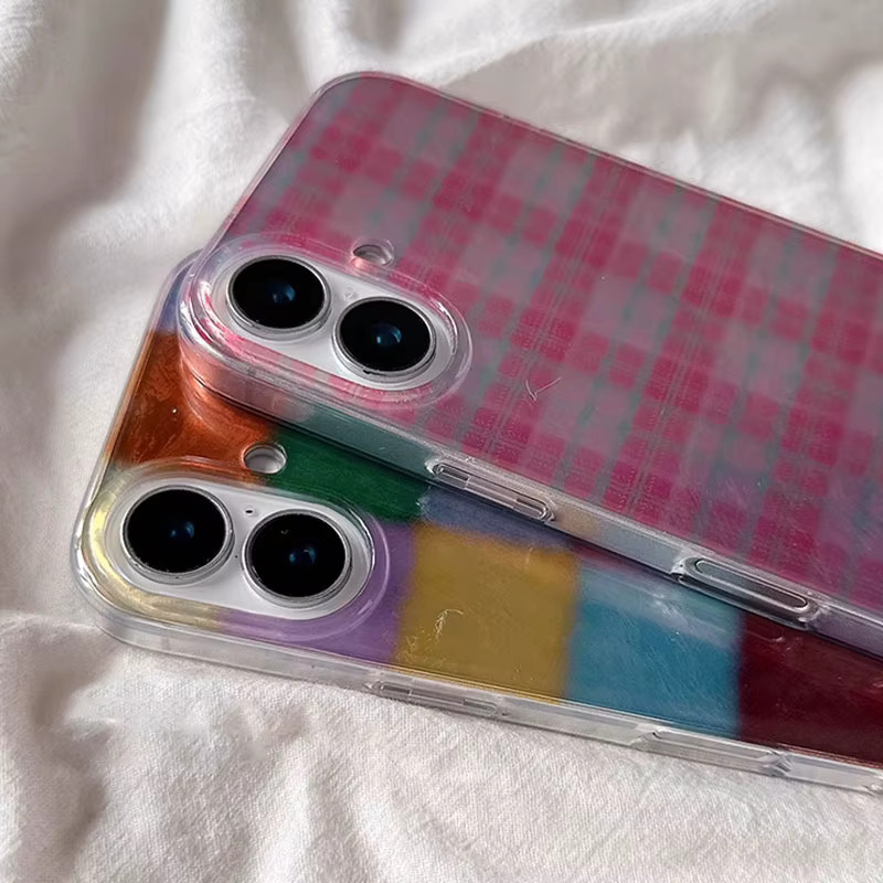 FunYudas Soft Phone Cover mit Dopamin-Farbblock-Design für iPhone 16 15 14 13 12 Pro Max Plus und SE, Mehrfarbig - Bild 2