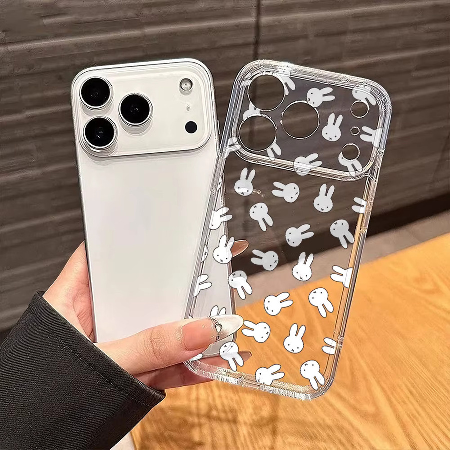 Miffy Handyhülle für iPhone 17 16 15 14 13 12 11 Pro Max Plus und weitere Modelle, Weiche TPU Schutzhülle mit Hasen-Design, Transparent - Bild 3