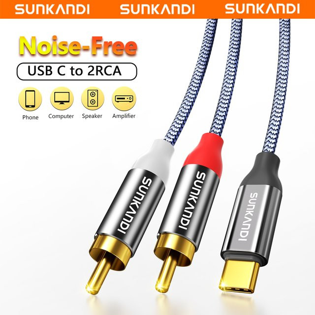 SUNKANDI USB C auf RCA-Audiokabel in Grau für iPhone 16 15 Pro Max, iPad Pro und Samsung - Bild 1