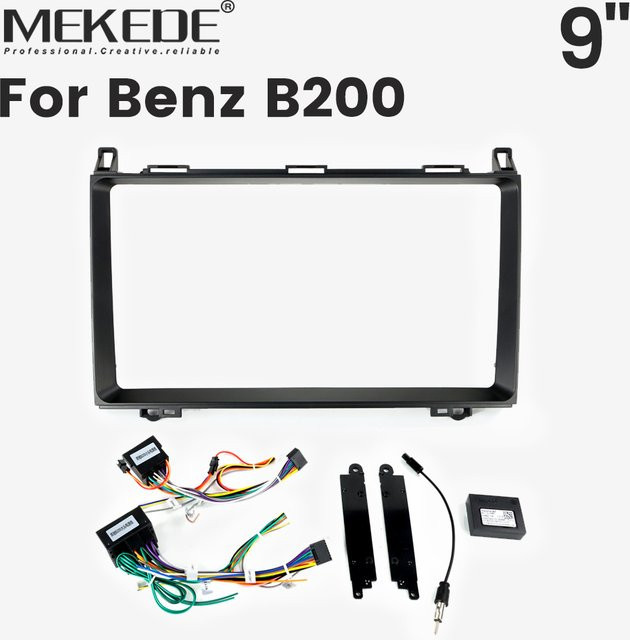 MEKEDE Autoradio Rahmen für Mercedes-Benz B200 in Schwarz mit 9 Zoll Lünette, Armaturenbrett Montage Panel und Canbus Protokoll Box Komplettset - Bild 1