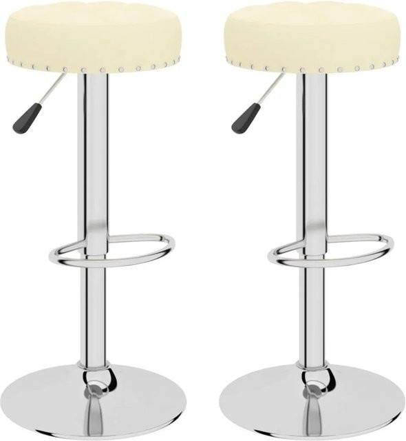 DELUKE Barhocker KENTR 2er Set höhenverstellbar in Creme, drehbare Barstühle aus Stoff mit verchromtem Stahl - Bild 1