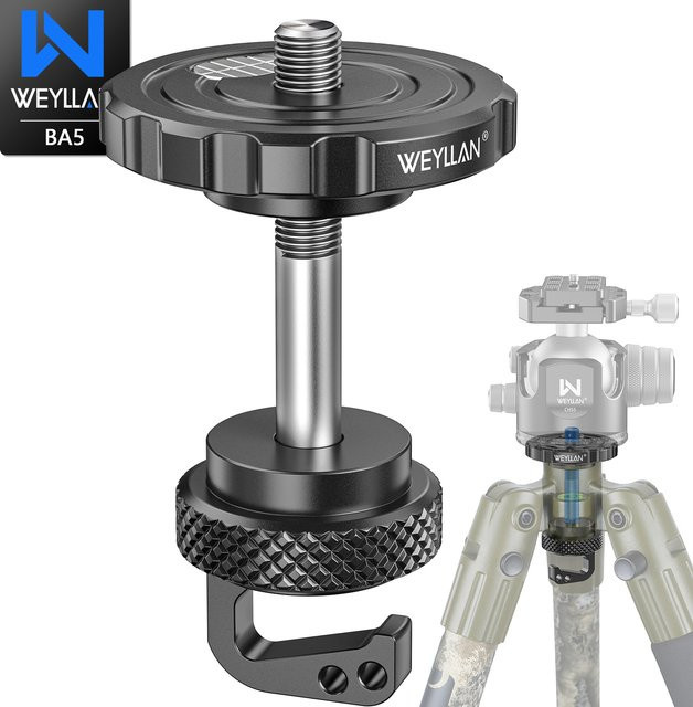 WEYLLAN BA5/BQ80 Stativadapter Arca Plate COMBO für BOG DeathGrip mit 3/8 Zoll Konverter und Schwerkrafthaken sowie rutschfester Schnellwechselplatte - Bild 1
