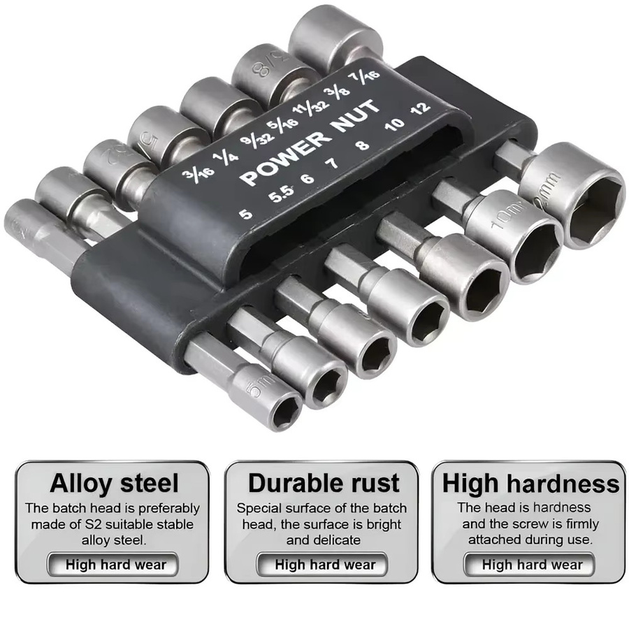YIAEEY Innensechskant Schraubenhülsen und Bohreradapter Set mit 9 oder 14 Teilen, 5-12mm und 1/4in - Bild 1