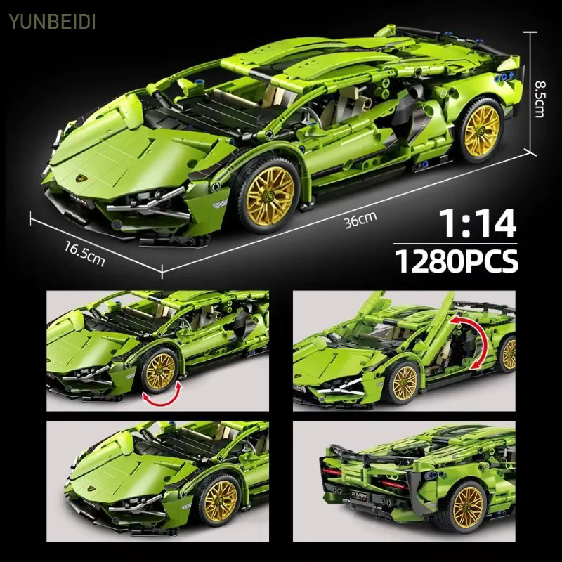 YUNBEIDI Technologie Rennwagen Block Modell, 1280 Teile, 1:14 Maßstab - Bild 2