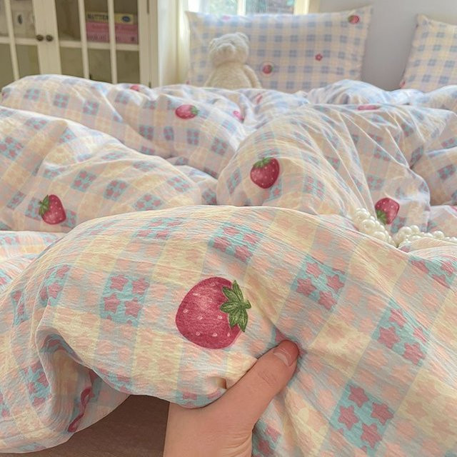 Beiwoer Bettwäsche-Set Erdbeere für Mädchen, Queen-Size, mit Bettbezug und Kissenbezügen - Bild 1
