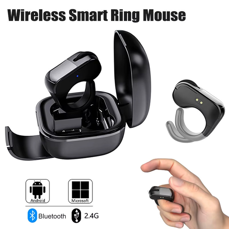Luxuglow Mini Fingertip Smart Fernbedienungsring-Maus mit 2,4 G Bluetooth-Verbindung und wiederaufladbarem Roller-Touchpad für Windows, iMac und iOS in Schwarz oder Weiß - Bild 2