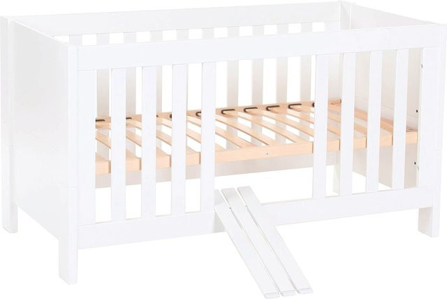 Babybay Babybett All in One in Weiß mit herunterklappbarem Seitengitter und Lattenrost, B/T/H: 146 x 70 x 80 cm - Bild 1