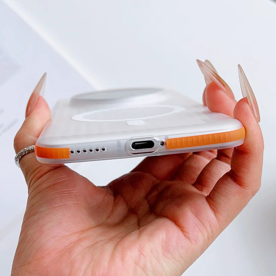 Transparente Magnethülle mit mattierten Streifen für Huawei Pura 80, Pura 70 Ultra, Mate 70 und Mate 60 Pro Plus, MagSafe kompatibles Hard Cover aus PC und Wellpappe, Weiß - Bild 2