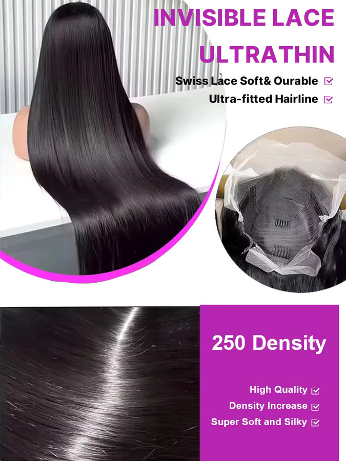 HJ WEAVE BEAUTY Echthaarperücke, 100% Brasilianisches Echthaar, Schwarz, Damen - Bild 4