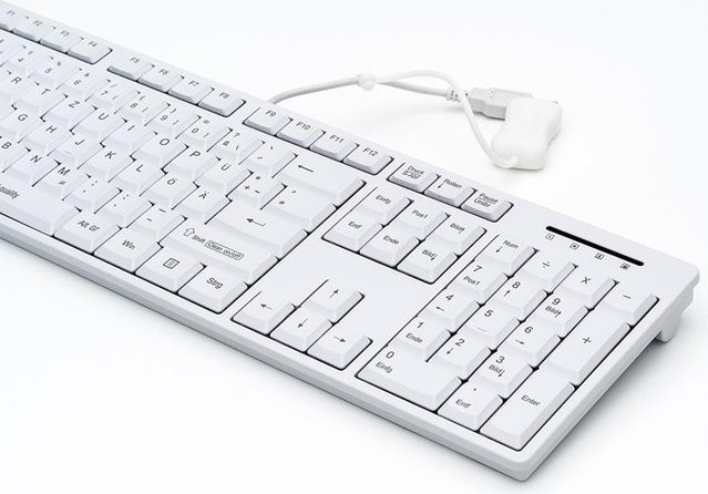 GETT GCQ CleanType Easy Basic USB Tastatur mit antimikrobieller Oberfläche in Weiss, 105 Tasten (CH-Layout) - Bild 1