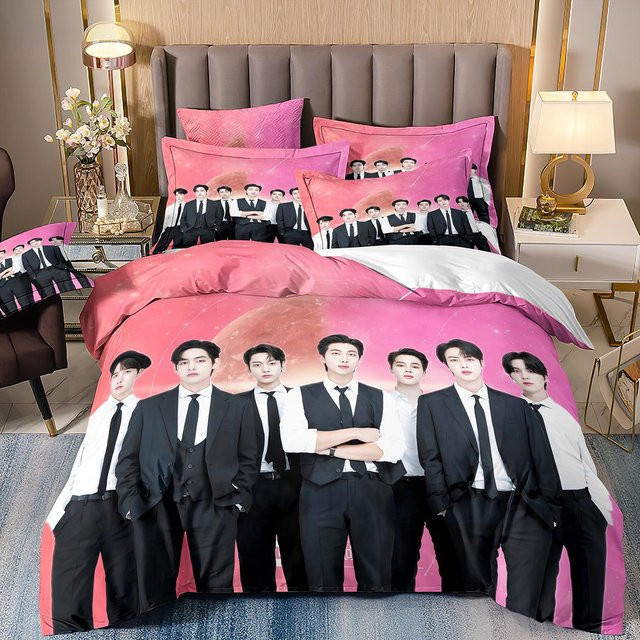 LjqFifteen BTS Kpop Bettwäscheset 3-teilig in Pink, B/H: 140 x 200 cm - Bild 1