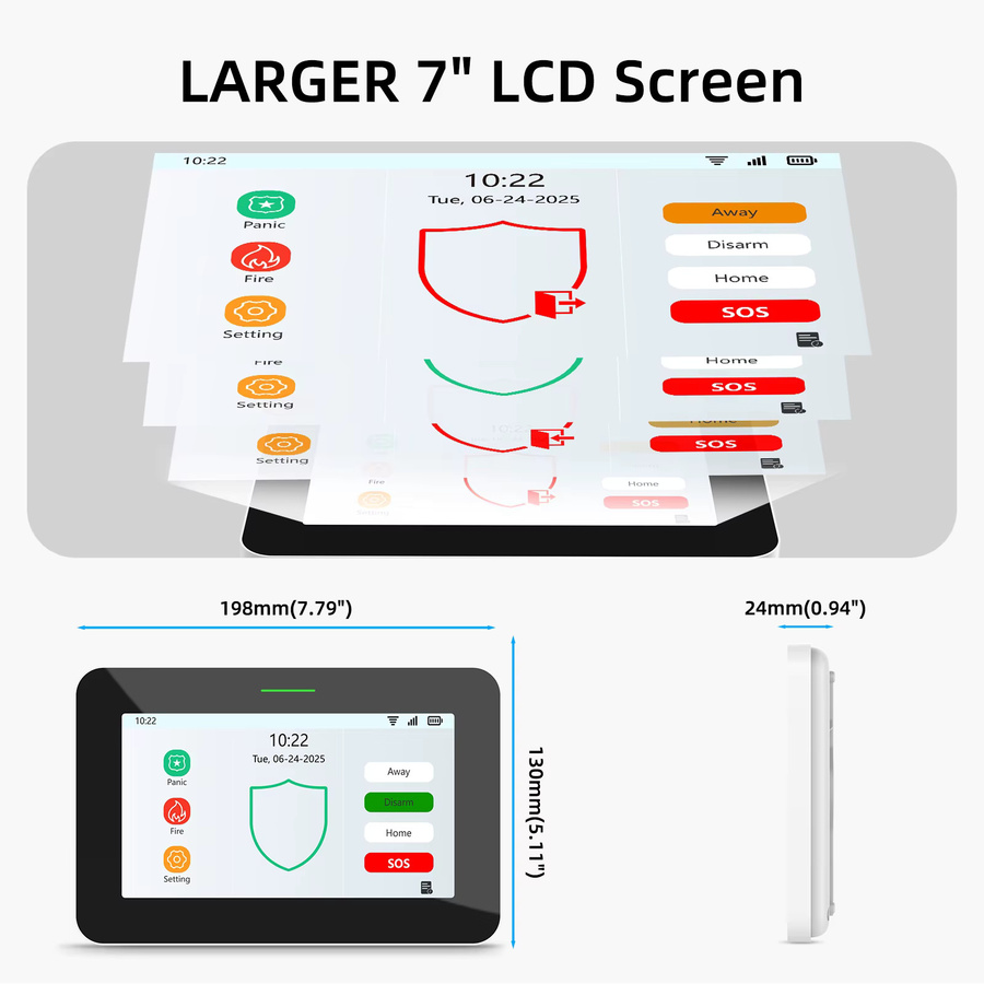 CPVAN 7-Zoll Smart-Home-Alarmsystem kabellos mit WiFi und Tuya Smart Life-Steuerung inklusive Zubehör - Bild 3