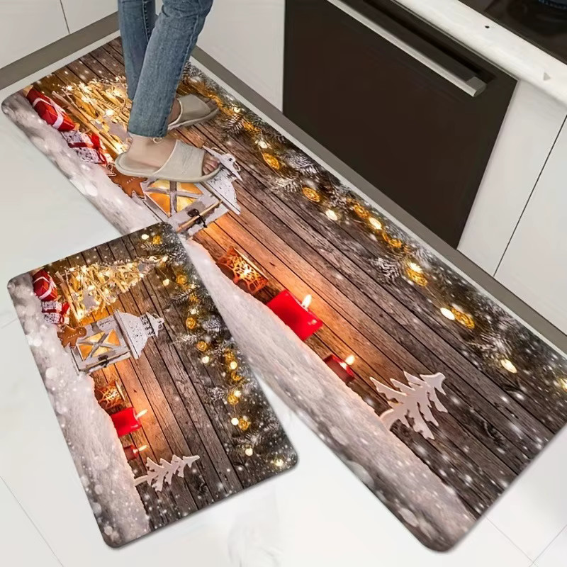 VIKAMA Weihnachten Schnee Szene Teppich Set aus 2 Stück, Mehrfarbig, B/T: 60 x 40 cm - Bild 2