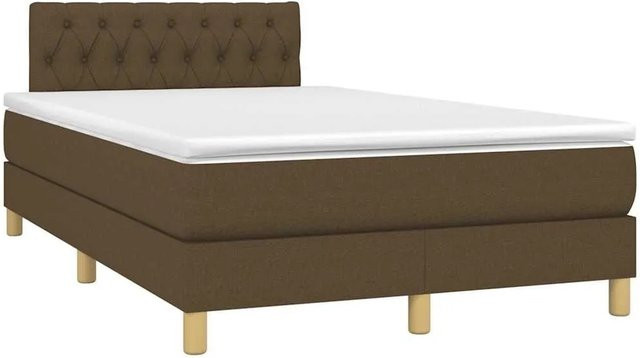 vidaXL Boxspringbett mit Matratze und LED-Unterbettbeleuchtung in Dunkelbraun, Hybridbett mit USB-Ladeport und Taschenfederkern, B/T/H: 120 x 190 x 78 cm - Bild 1