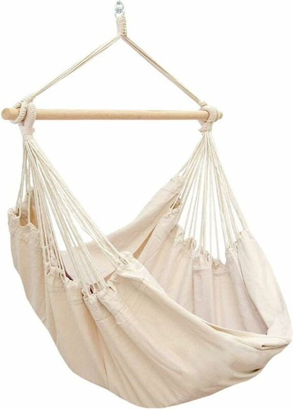 AMANKA XXL Hängesessel aus Baumwolle für 2 Personen in Beige mit 360 Grad Schwenkfunktion, B/H: 130 x 185 cm - Bild 1