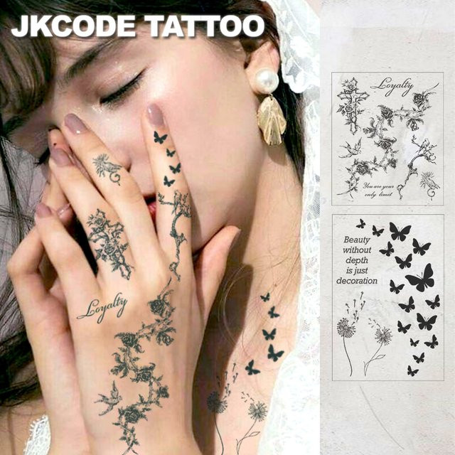JKCODE TATTOO Henna-Tattoo-Aufkleber Set, 2-teilig, wasserfest - Bild 1