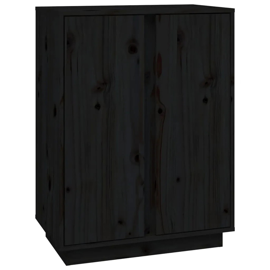 vidaXL Sideboard aus massivem Kiefernholz in Schwarz, rustikales Design, B/T/H: 60 x 35 x 80 cm - Bild 2